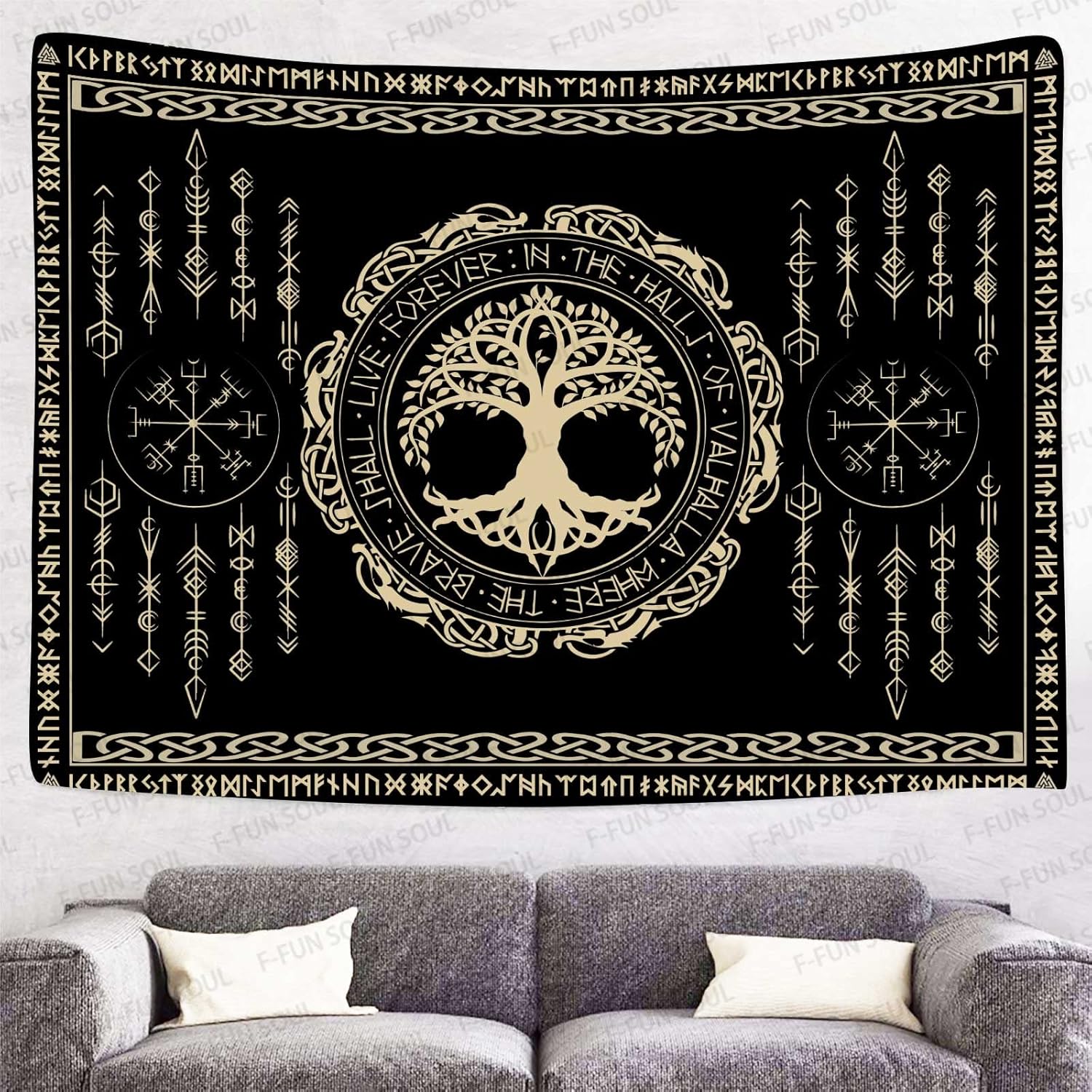 Wall Scroll Tapestry - Tapeçaria de Mitologia Nórdica Indie Boêmia
