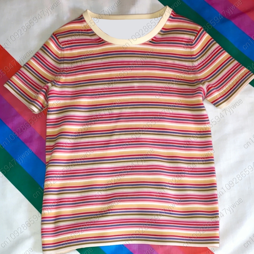 Camiseta Listrada Arco-Íris 20 - Anime Merchandise Clothes avaliação e preço